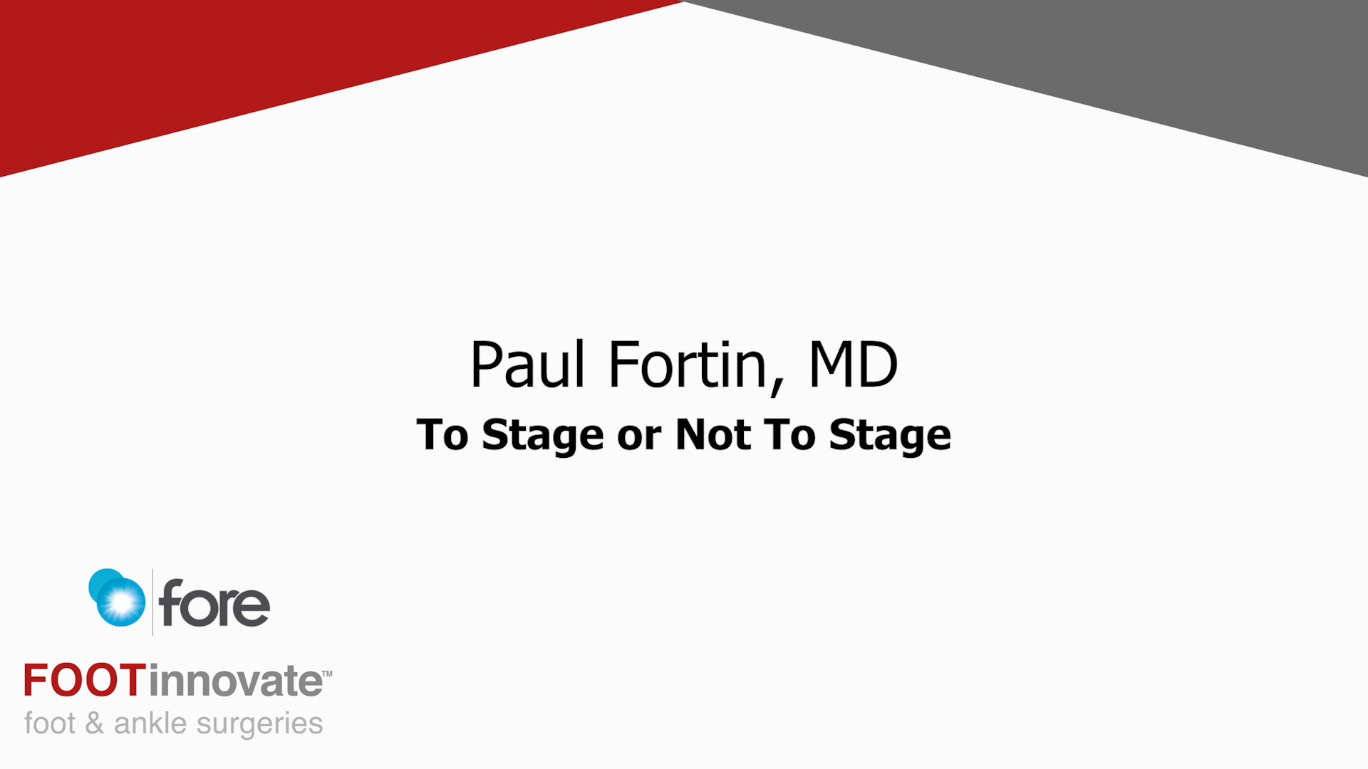 FORE TAR Summit: To Stage or Not To Stage